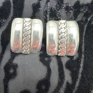 EP Sterling Silver Clip On Earrings Wide Panel Vintage Statement